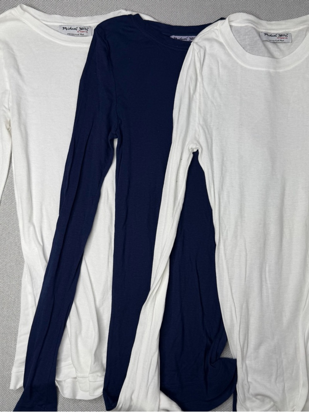 Michael Stars Long Sleeve Crew Neck Tee Trio Navy & White‎ 1128 Supima cotton OS